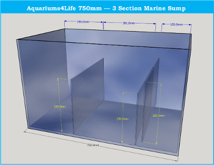 Aquariums4Life sump design 750 MARINE SUMP SMALL REFUGIUM