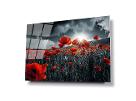 RED POPPIES ON GREYSCALE REMEMBRANCE 1STGLASSART GLASS WALL ART PRINTED ON GLASS UV HIGH DEFINITION LARGE WALL HANGING