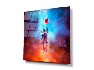 WALL ART MOPDERN ART WALL HANGING ABSTRACT ASTRONAUT SPACE MAN BALLOON HEART