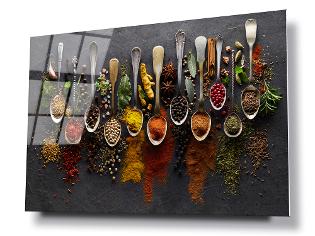 1STGLASS ART WALL DECOR KITCHEN ART HERBS AND SPICES SPOONS