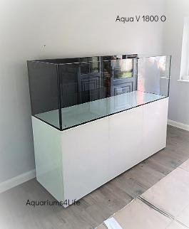 AquaV braceless Marine Aquarium high gloss 1800mm 6 foot white metal 