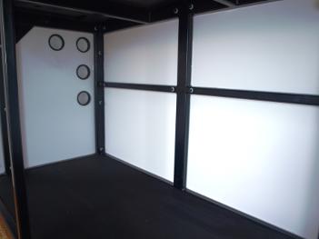 Custom aquarium cabinet holes for pipework and cables. peninsular aquarium white gloss by A4L